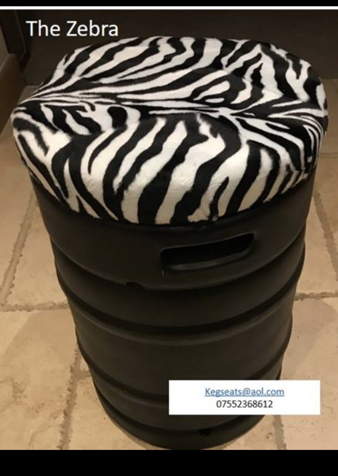 Zebra print keg seat