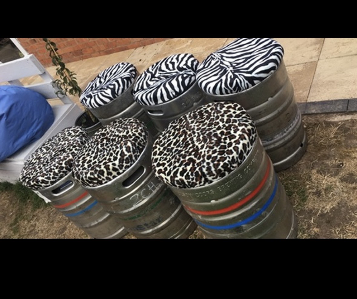Zebra and leopard print keg seats